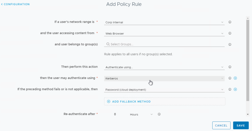 Policy configuration. Policy configuration